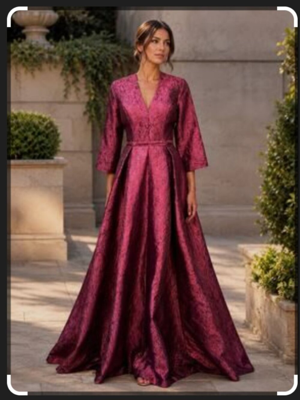NWT Rene Ruiz Collection Burgundy Metallic Jacquard Ball Gown Dress Size 10